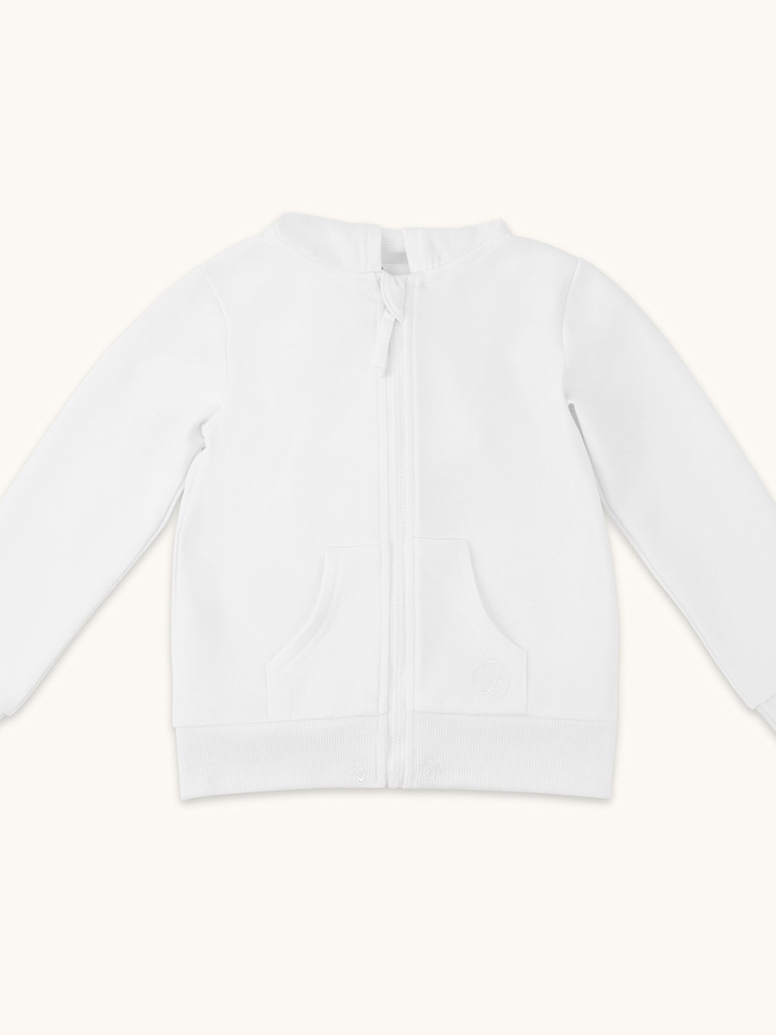 farren kids zip up hoodie in limestone white