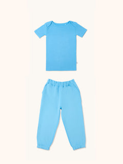 Kid's t-shirt and joggers bundle in cornflower blue
