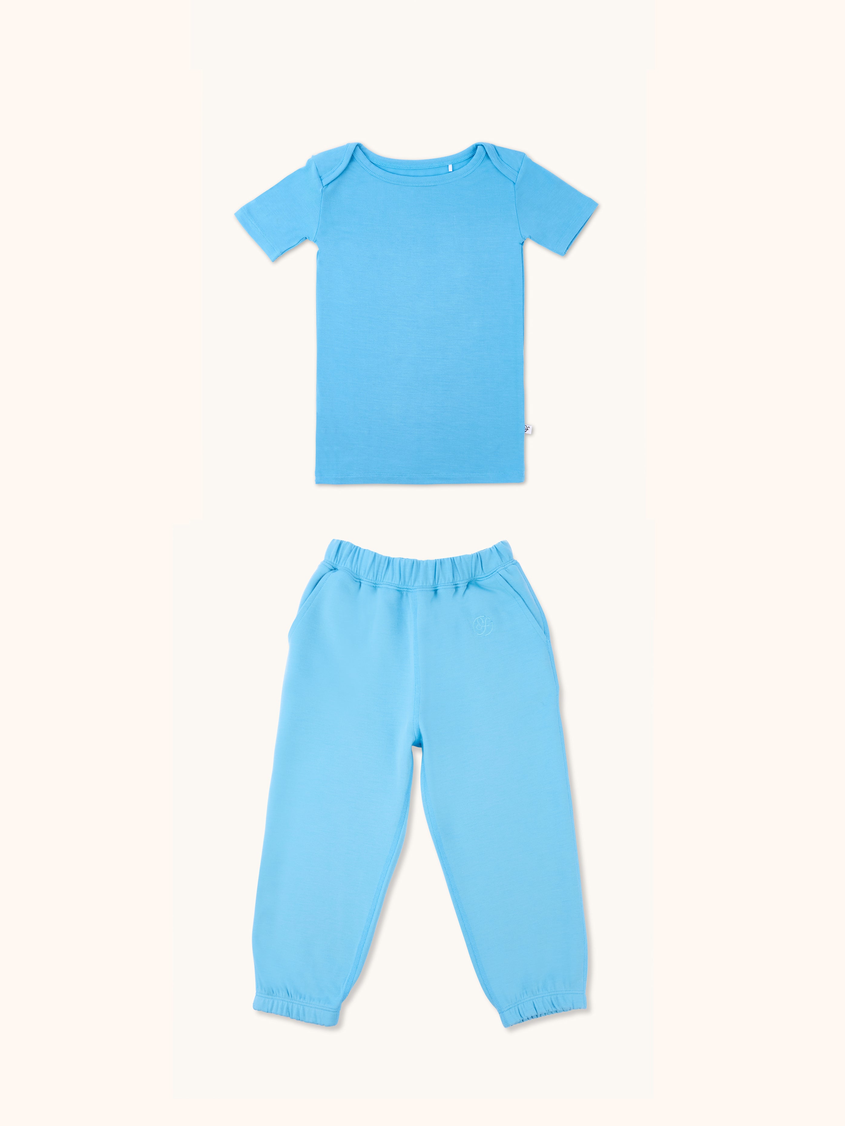 Kid's t-shirt and joggers bundle in cornflower blue