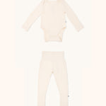 Long sleeve baby bodysuit and Nido leggings bundle in sand color