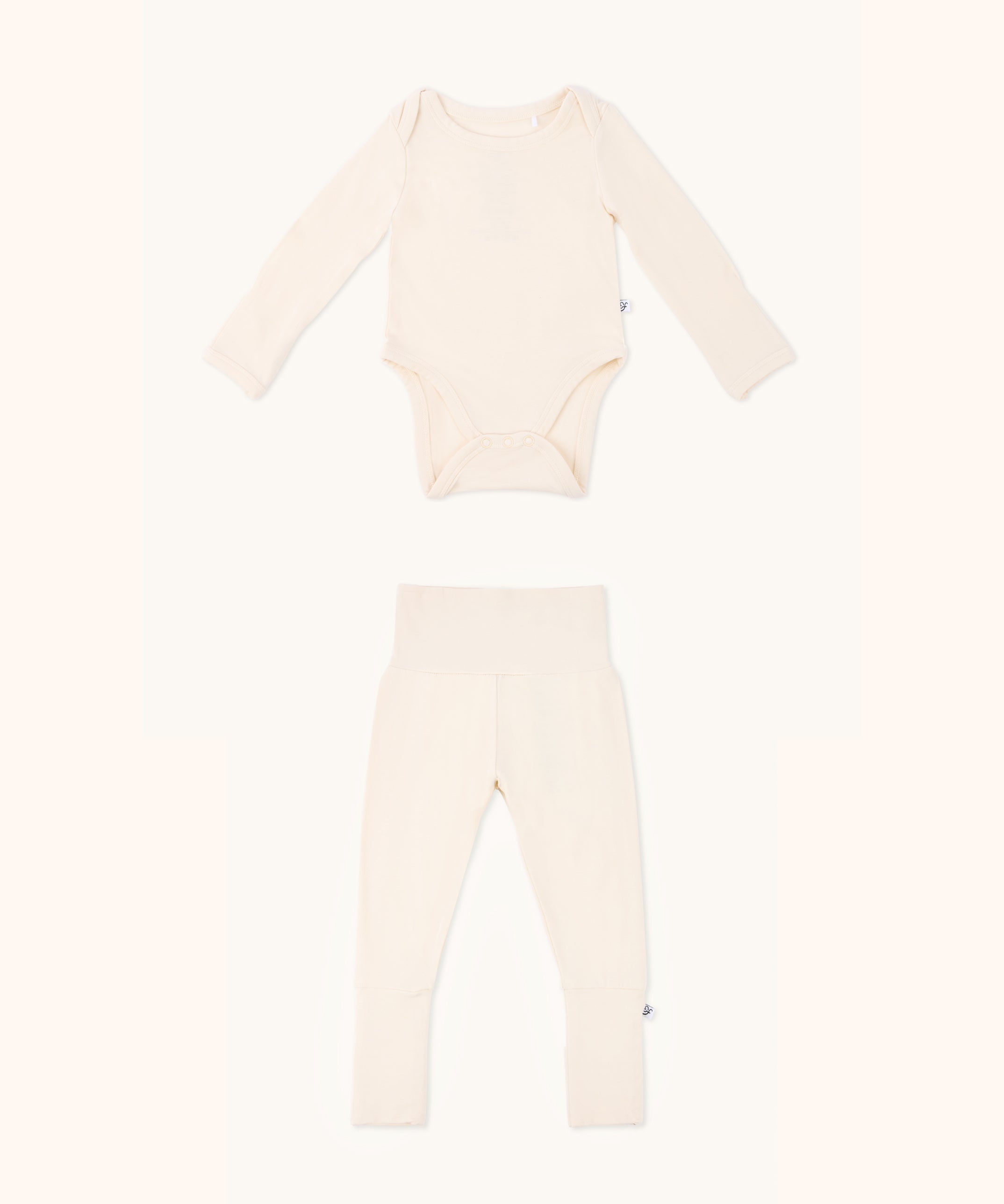 Long sleeve baby bodysuit and Nido leggings bundle in sand color