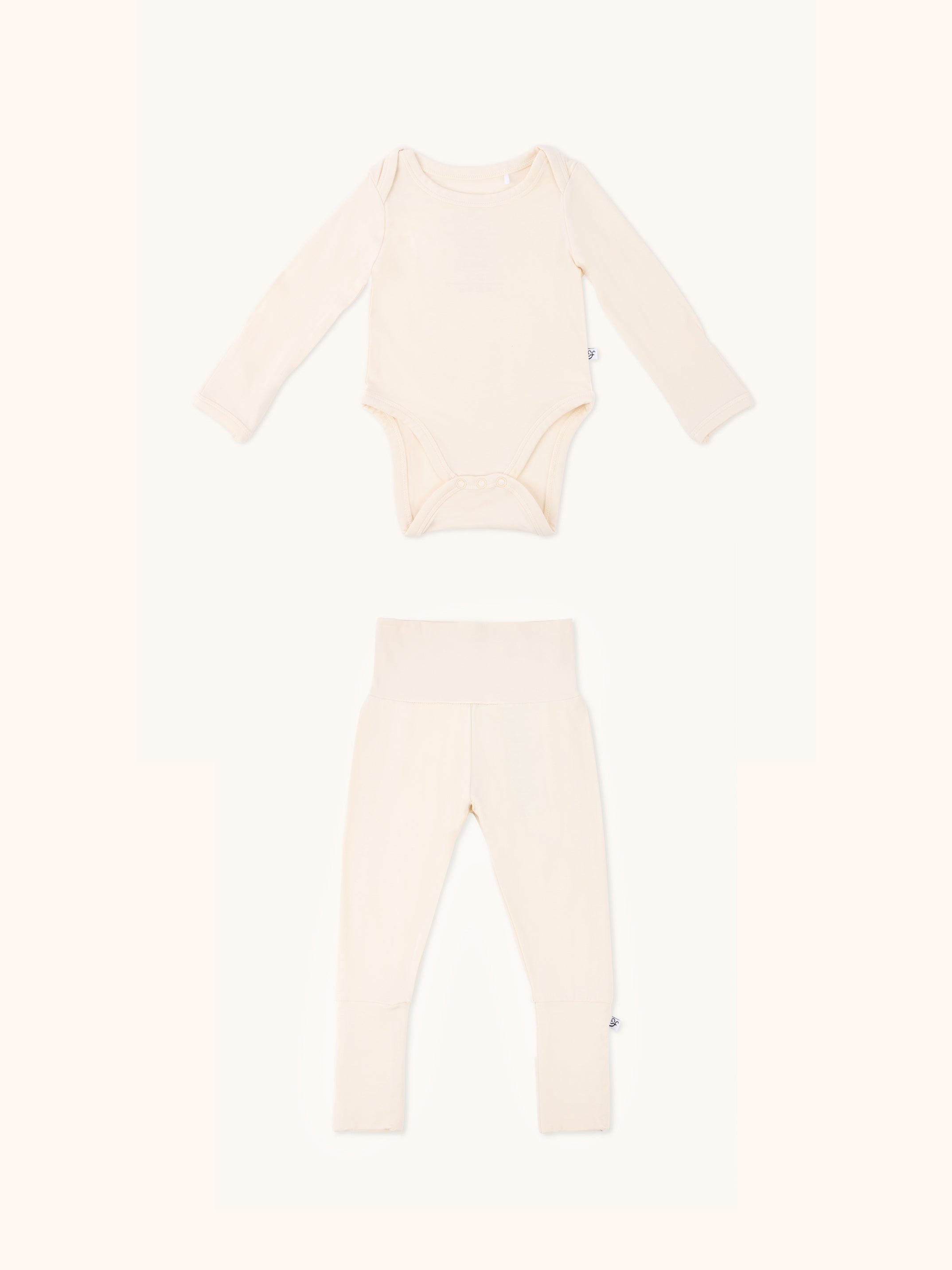 Long sleeve baby bodysuit and Nido leggings bundle in sand color