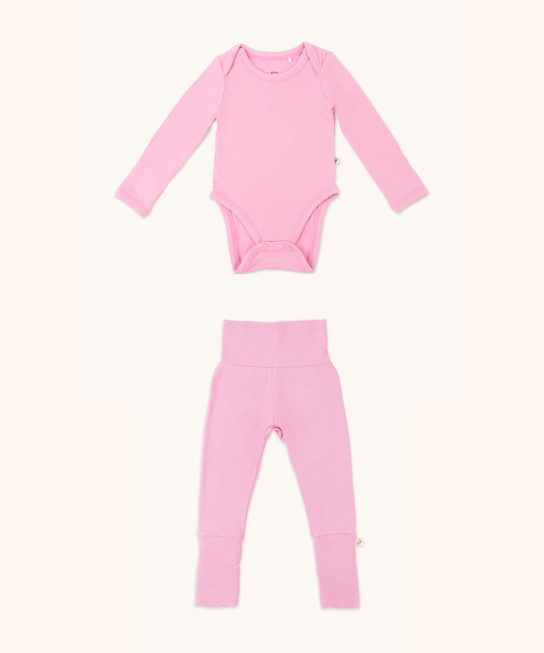 Long sleeve baby onesie and leggings bundle in lotus pink color