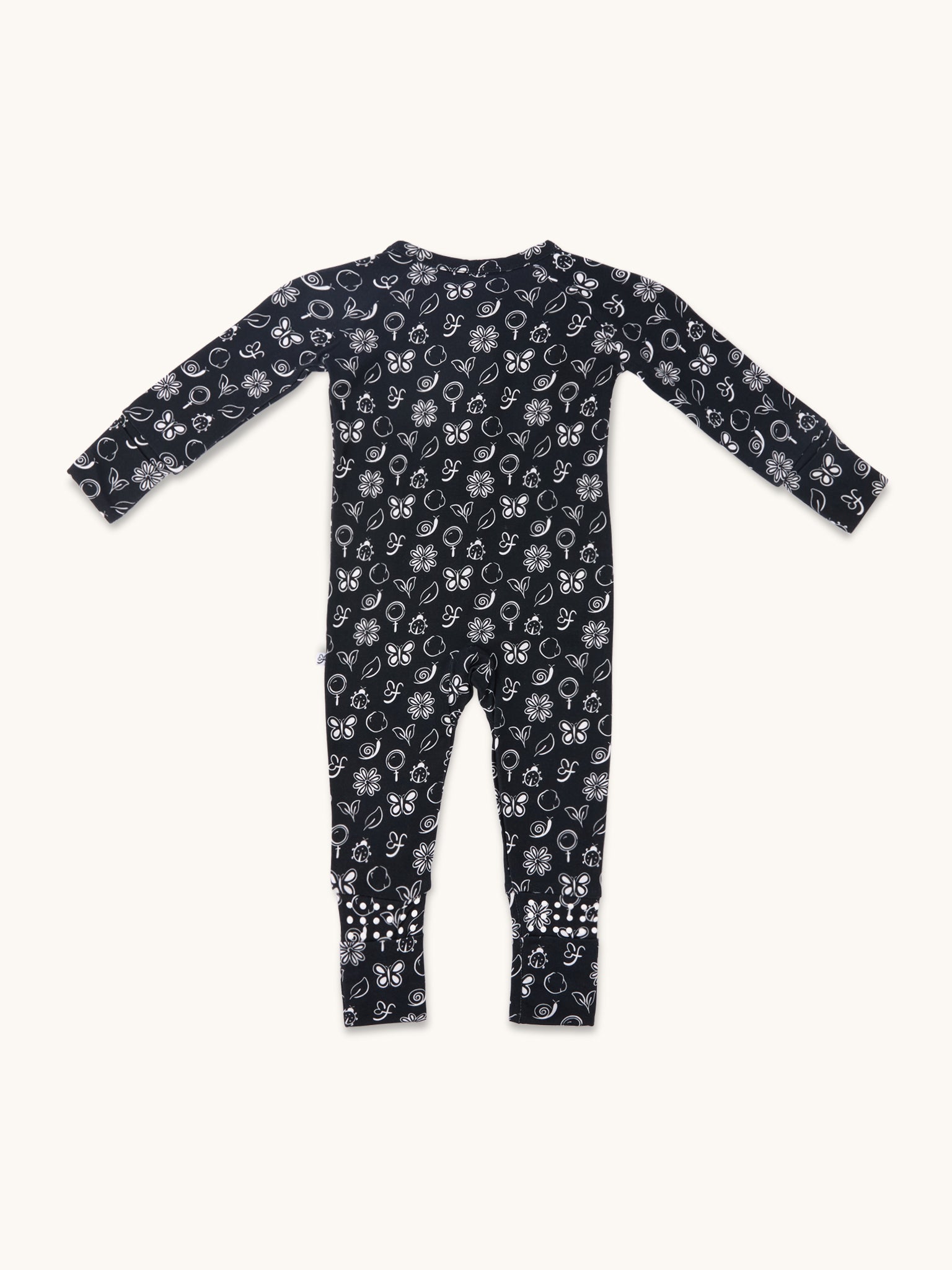 farren nido zipper sleeper onesie black back