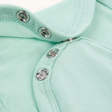 short sleeve onsie aloe buttons close up