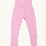 Zoomed-out view of baby leggings in lotus pink color